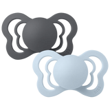 BIBS 2 Pack Couture Pacifiers (Iron and Baby Blue)