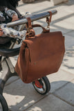 Genuine Leather Mally Baby Backpack With Changing Mat And Stroller Straps
