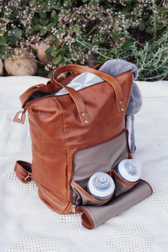 Genuine leather diaper bag sales