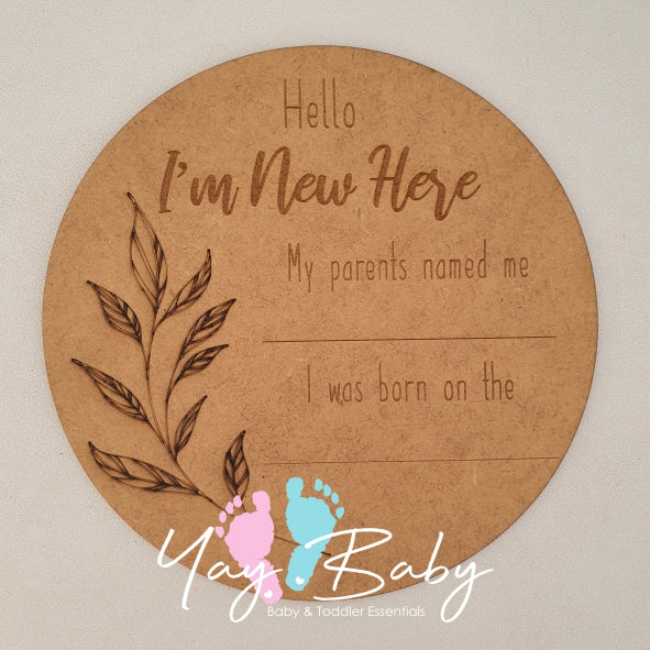 Birth Announcement Engraved Wood Disc (Large)