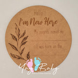 Birth Announcement Engraved Wood Disc (Large)